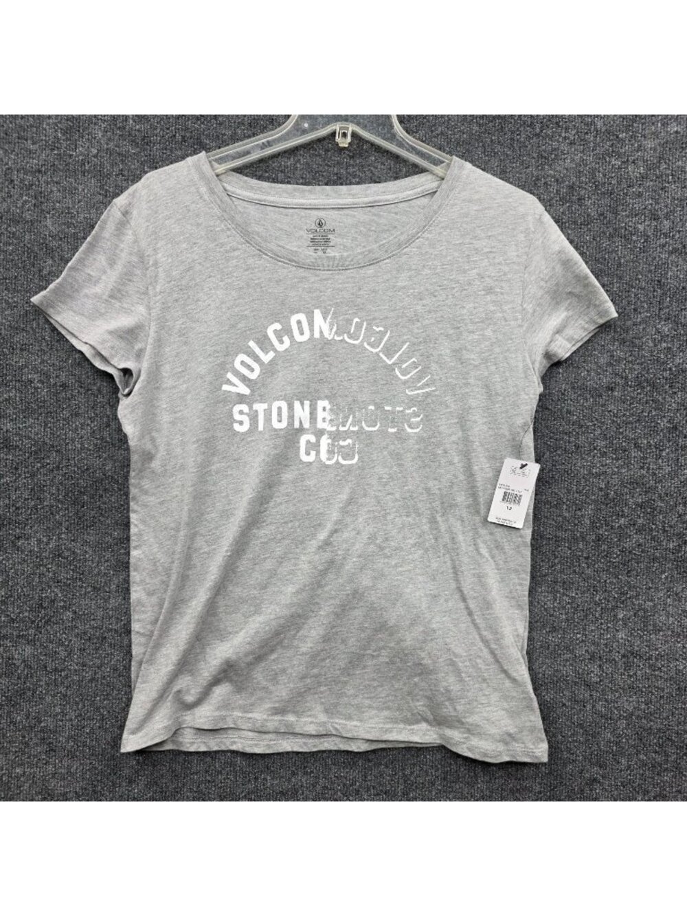 Volcom Womens T Shirt M Gray Casual Streetwear Skatewear Minimalist Indie Sleaze